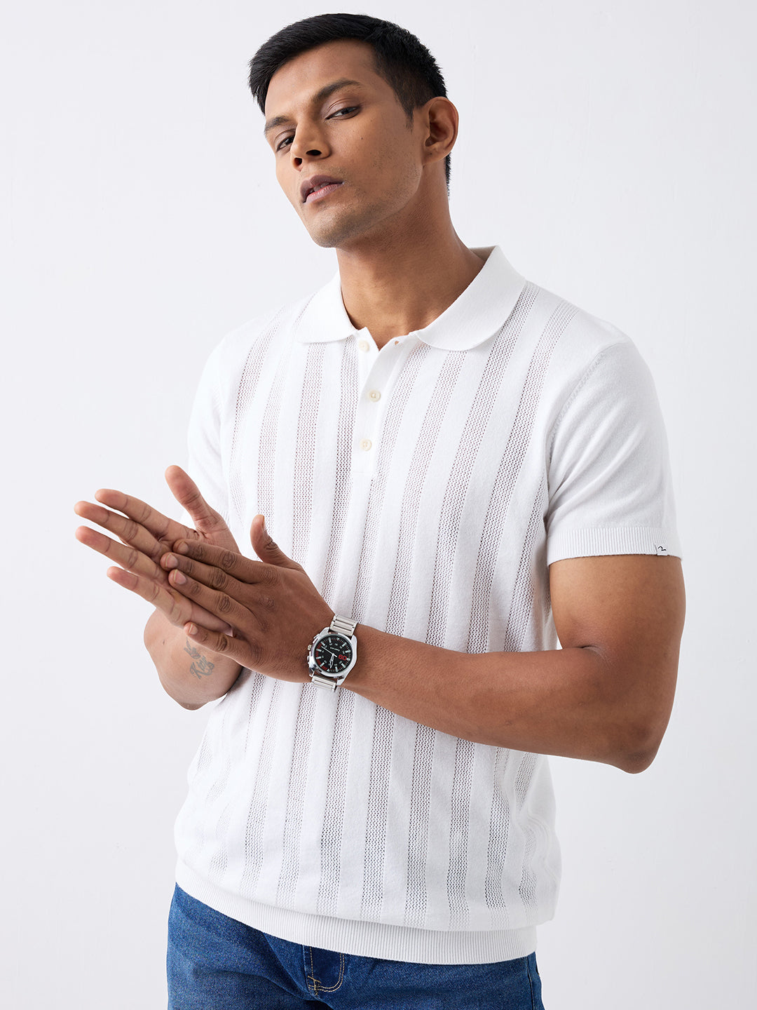 Spykar White Regular Fit Casual Sweater For Men