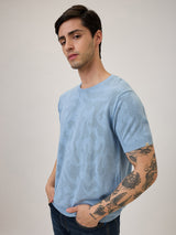 Spykar Regular Fit Half Sleeve Blue Solid Casual T-Shirt For Men
