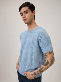 Spykar Regular Fit Half Sleeve Blue Solid Casual T-Shirt For Men