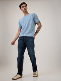 Spykar Regular Fit Half Sleeve Blue Solid Casual T-Shirt For Men