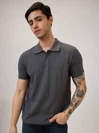 Spykar Regular Fit Half Sleeve Grey Casual T-Shirt For Men