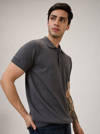Spykar Regular Fit Half Sleeve Grey Casual T-Shirt For Men