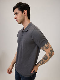 Spykar Regular Fit Half Sleeve Grey Casual T-Shirt For Men