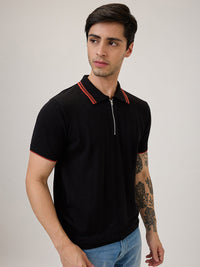 Spykar Regular Fit Half Sleeve Black Casual T-Shirt For Men