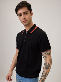 Spykar Regular Fit Half Sleeve Black Casual T-Shirt For Men