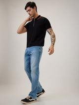 Spykar Regular Fit Half Sleeve Black Casual T-Shirt For Men