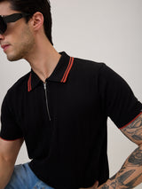 Spykar Regular Fit Half Sleeve Black Casual T-Shirt For Men