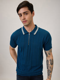 Spykar Regular Fit Half Sleeve Blue Casual T-Shirt For Men