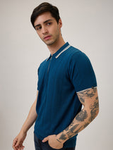 Spykar Regular Fit Half Sleeve Blue Casual T-Shirt For Men