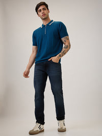 Spykar Regular Fit Half Sleeve Blue Casual T-Shirt For Men