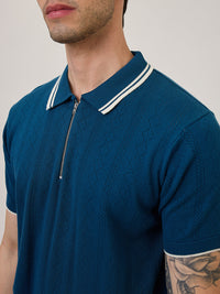 Spykar Regular Fit Half Sleeve Blue Casual T-Shirt For Men