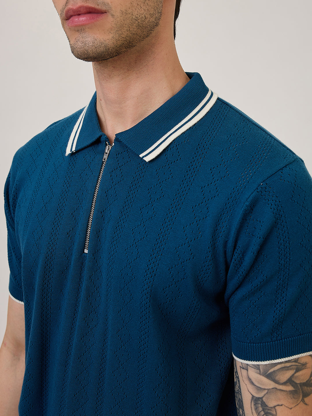 Spykar Regular Fit Half Sleeve Blue Casual T-Shirt For Men