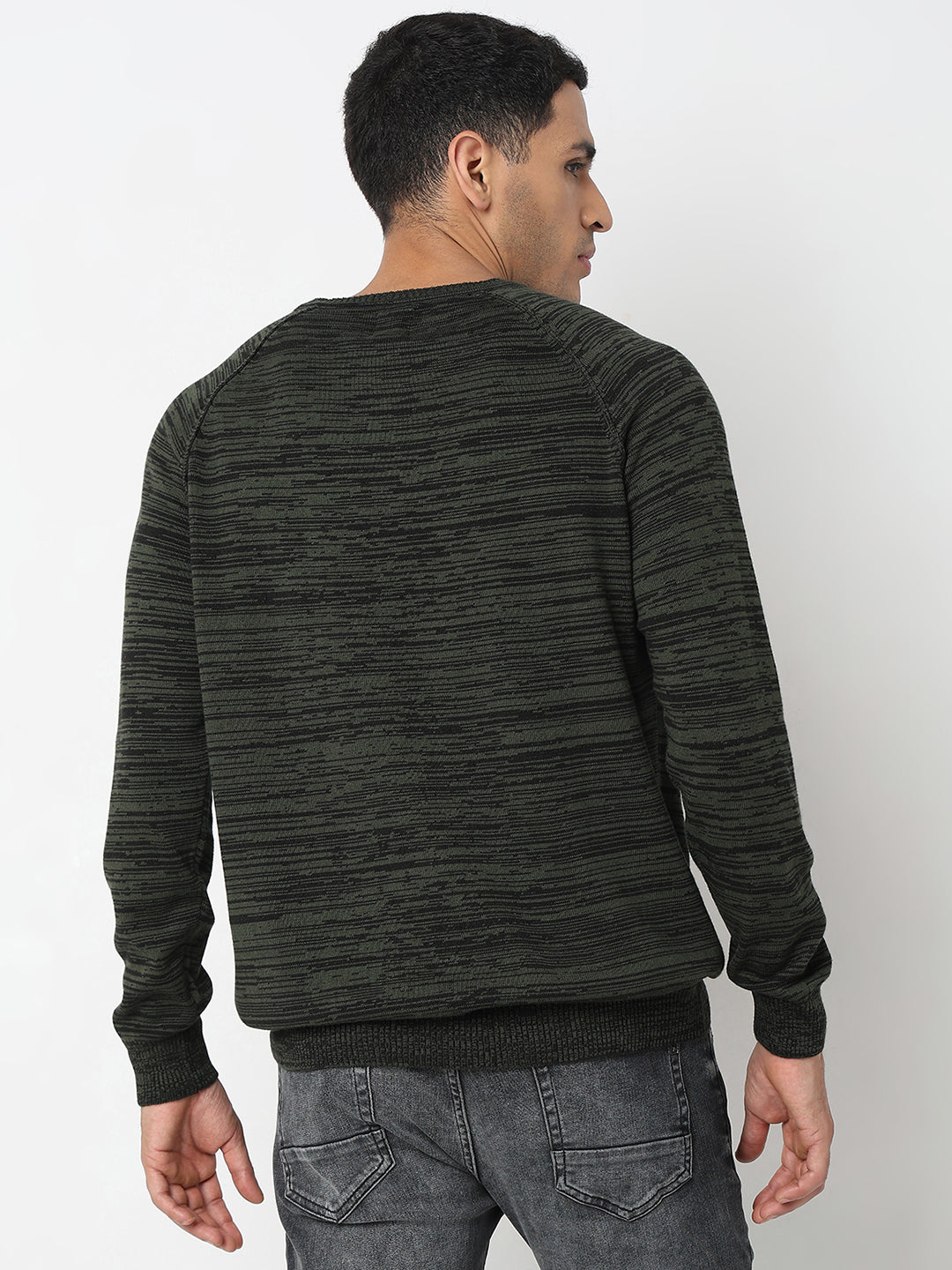 Spykar Cable Knit Round Neck Long Sleeves Cotton Pullover Sweater