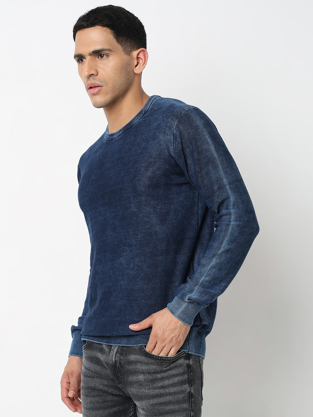 Spykar Round Neck Cotton Pullover Sweater