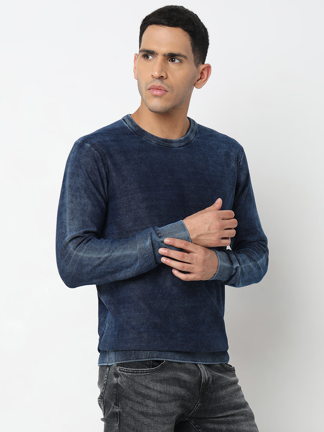 Spykar Round Neck Cotton Pullover Sweater