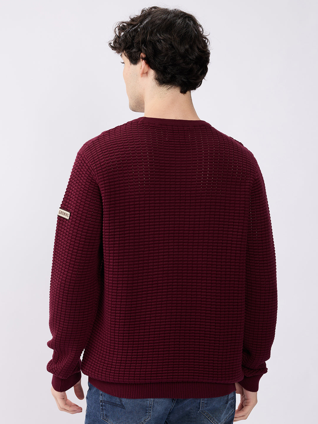 Spykar Wine Red Regular Fit Casual Sweaters For Men