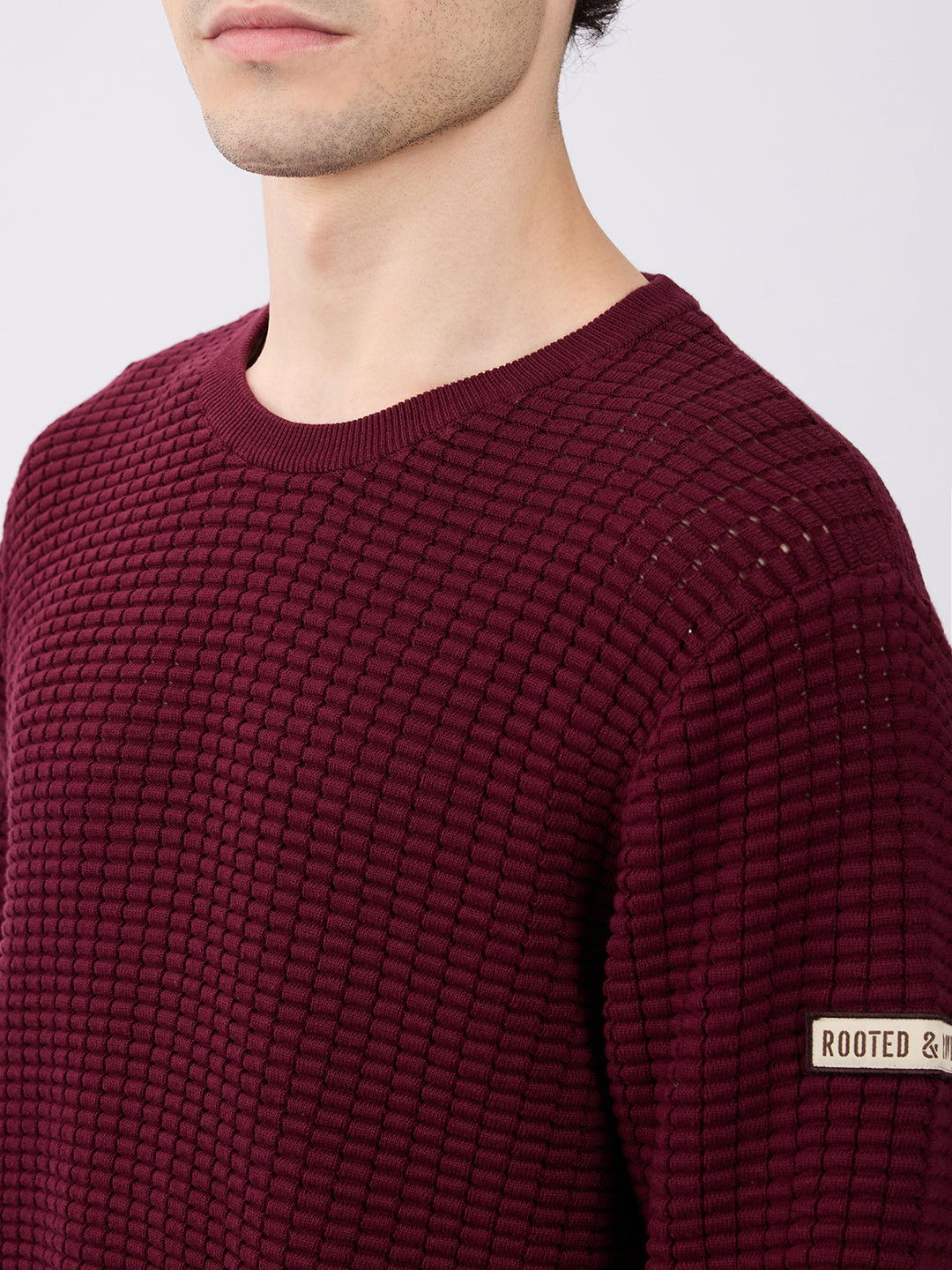 Spykar Wine Red Regular Fit Casual Sweaters For Men