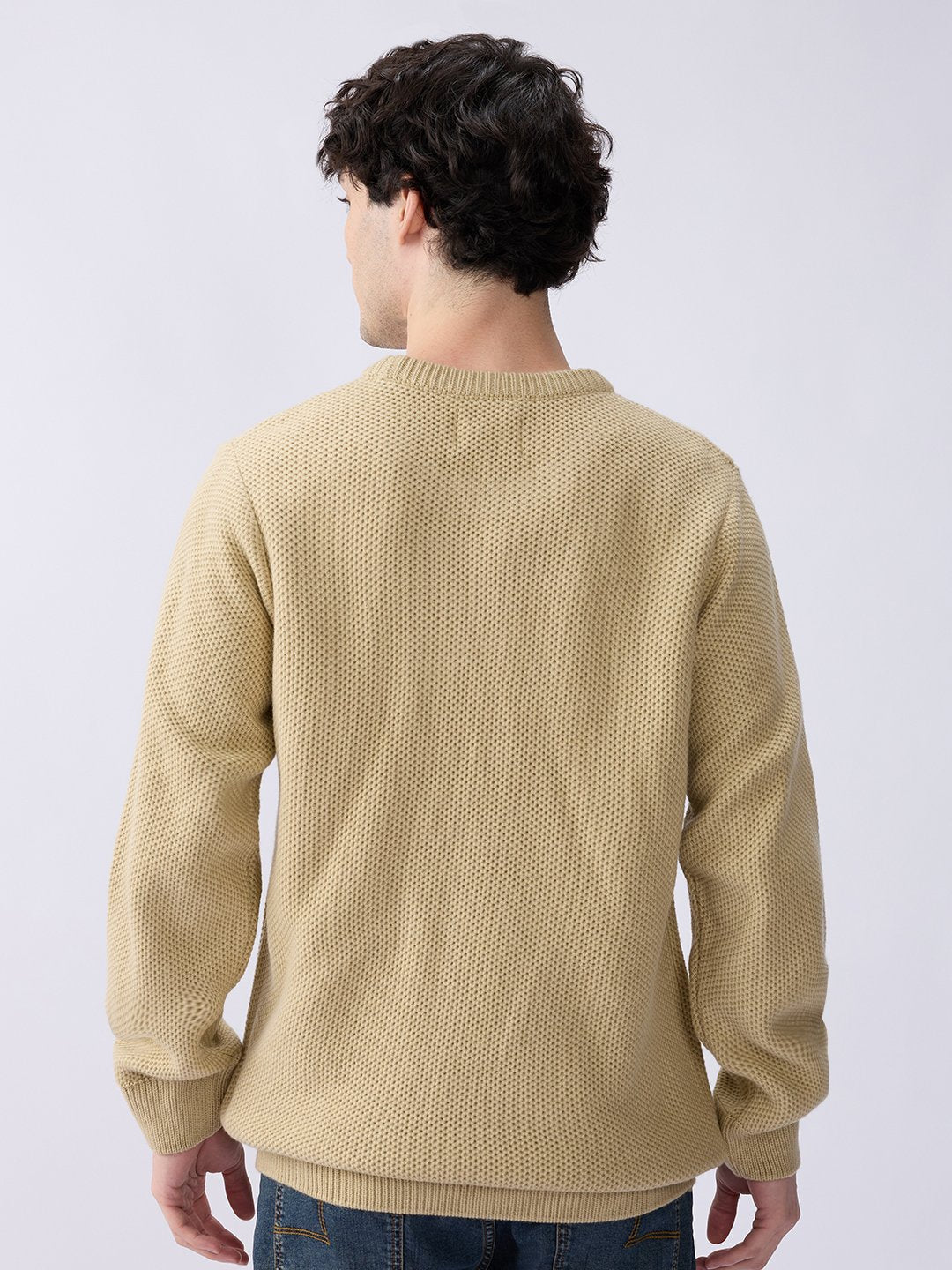 Spykar Beige Regular Fit Casual Sweaters For Men