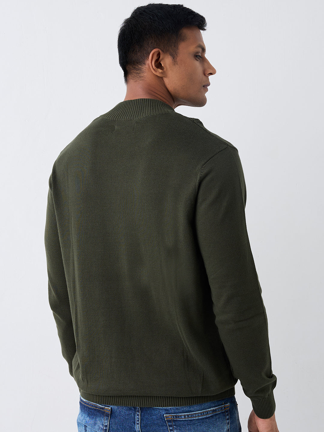 Spykar Military Green Regular Fit Casual Sweaters For Men