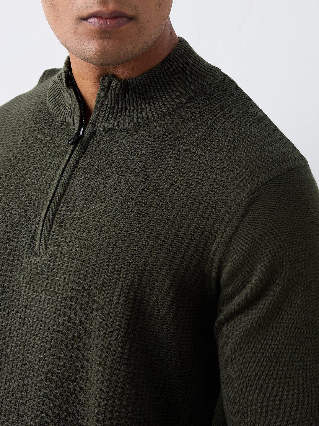 Spykar Military Green Regular Fit Casual Sweaters For Men