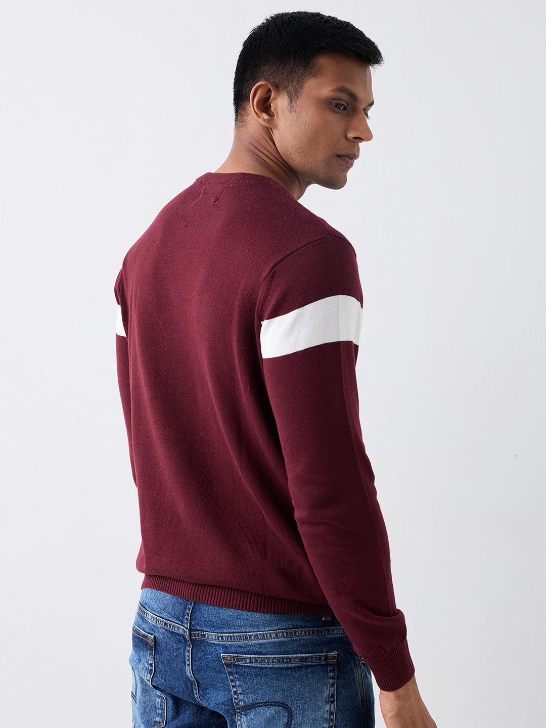 Spykar Wine Red Regular Fit Casual Sweaters For Men