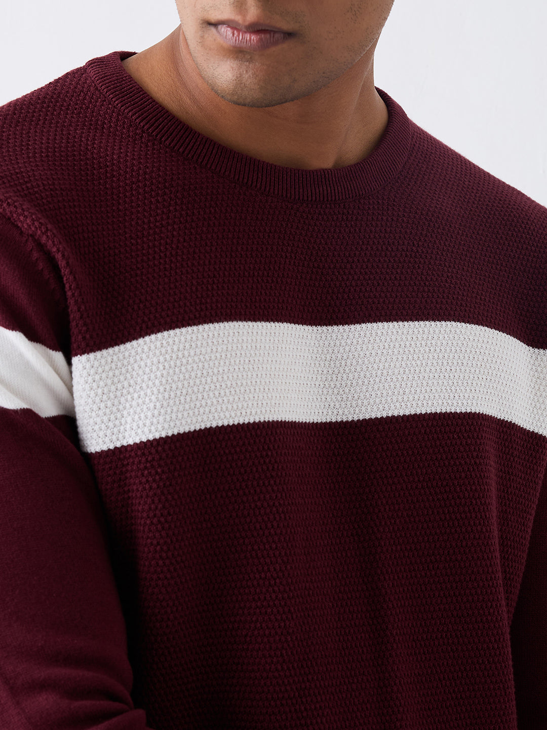 Spykar Wine Red Regular Fit Casual Sweaters For Men