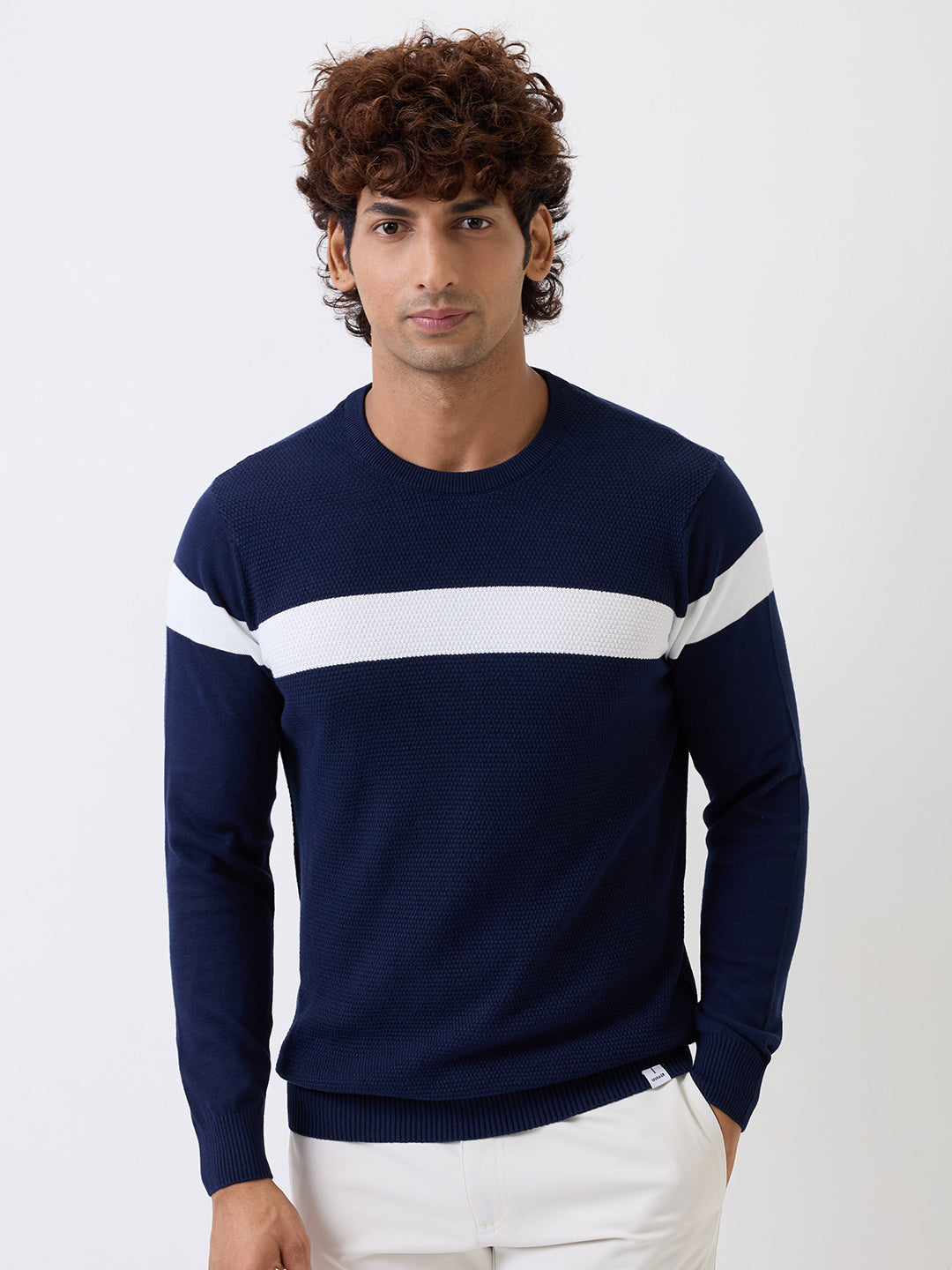 Spykar Navy Blue Regular Fit Casual Sweaters For Men