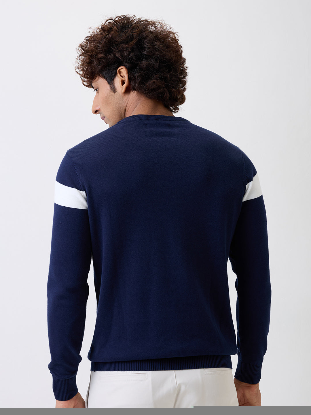 Spykar Navy Blue Regular Fit Casual Sweaters For Men