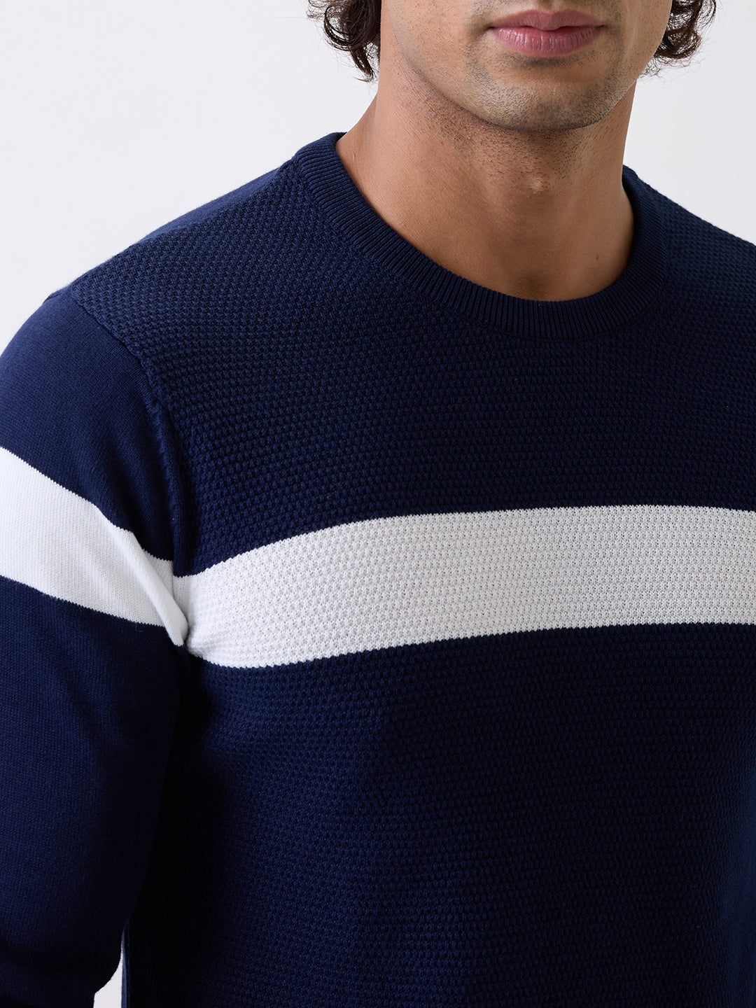 Spykar Navy Blue Regular Fit Casual Sweaters For Men