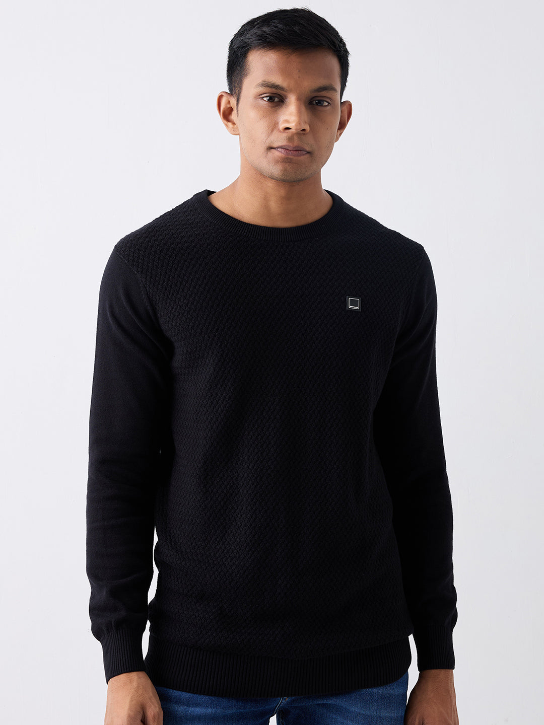 Spykar Black Regular Fit Casual Sweaters For Men