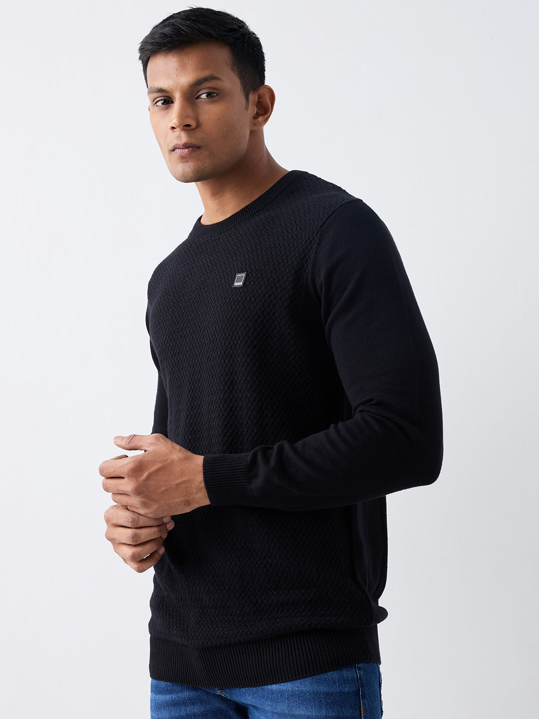 Spykar Black Regular Fit Casual Sweaters For Men