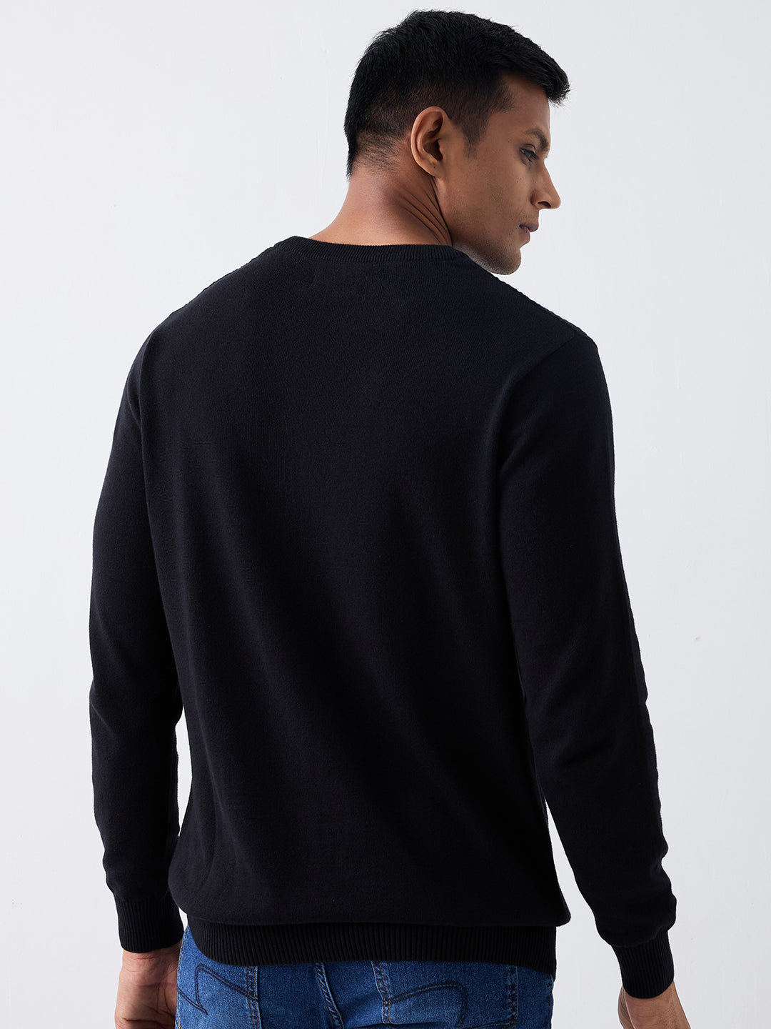 Spykar Black Regular Fit Casual Sweaters For Men