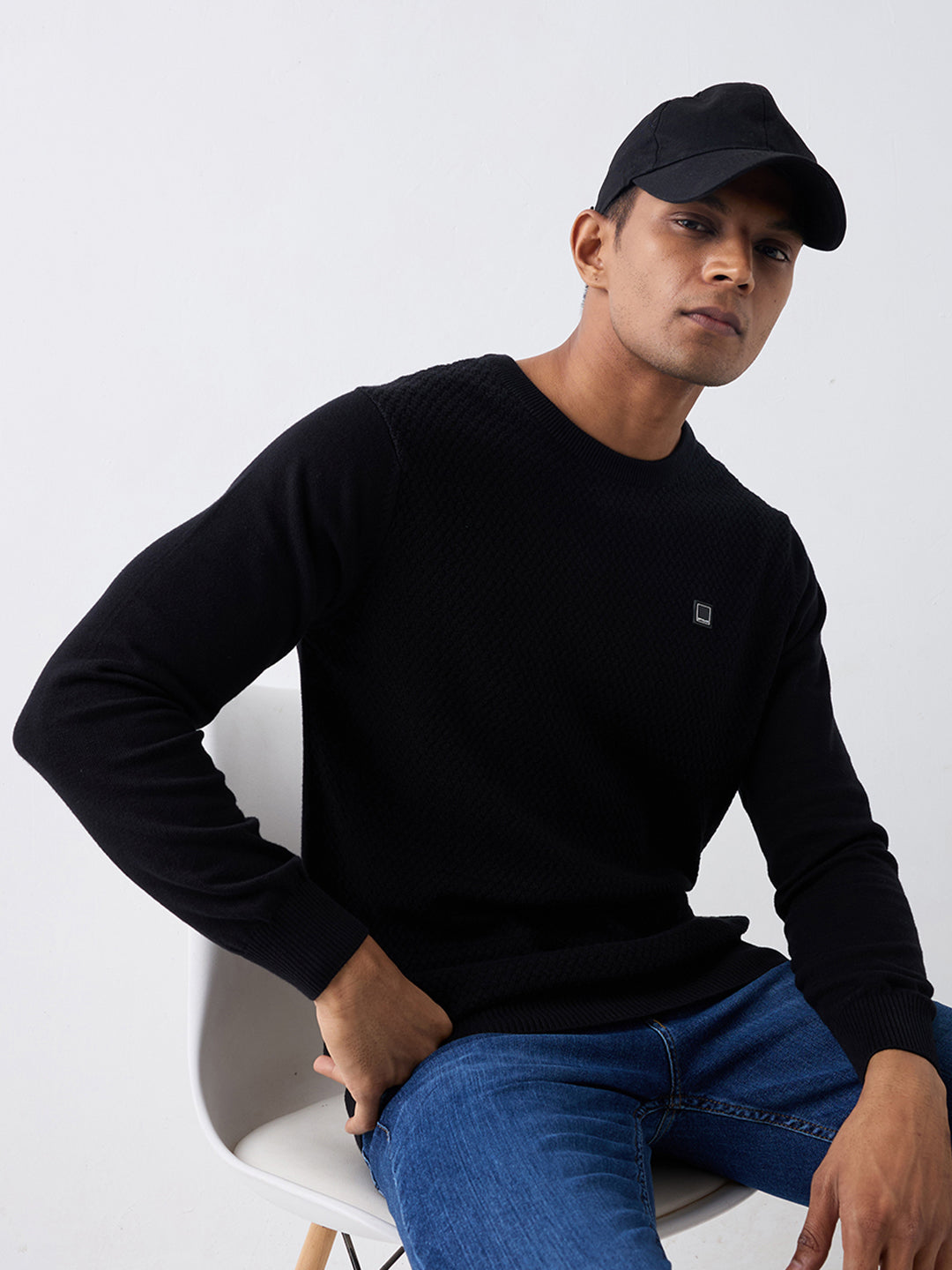 Spykar Black Regular Fit Casual Sweaters For Men