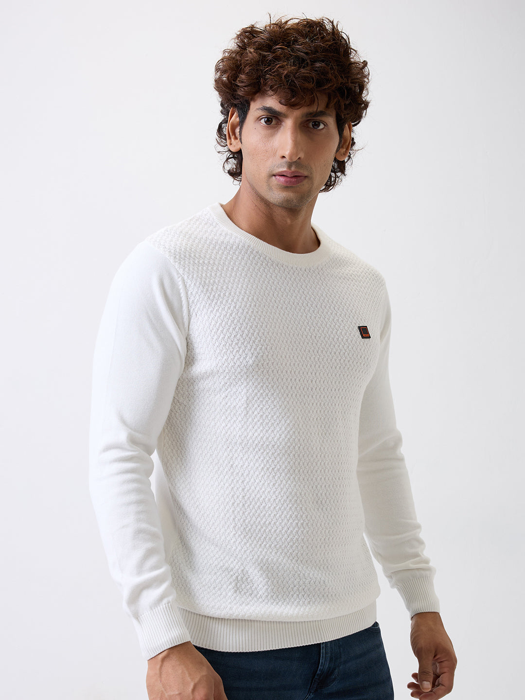 Spykar White Regular Fit Casual Sweaters For Men