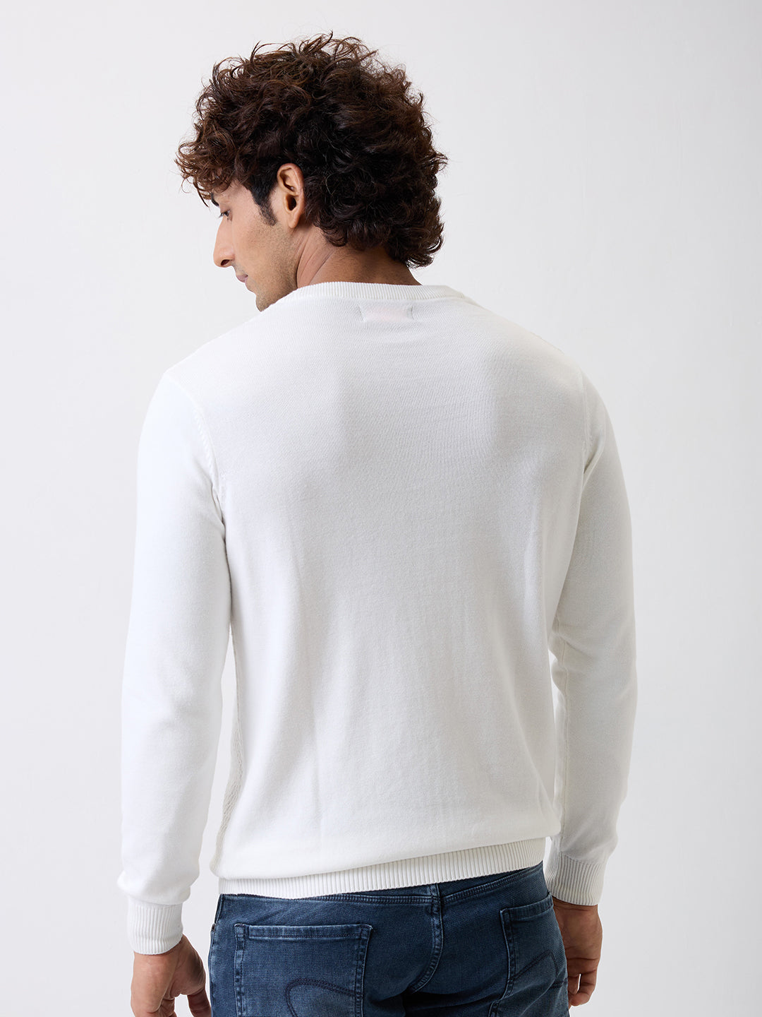 Spykar White Regular Fit Casual Sweaters For Men