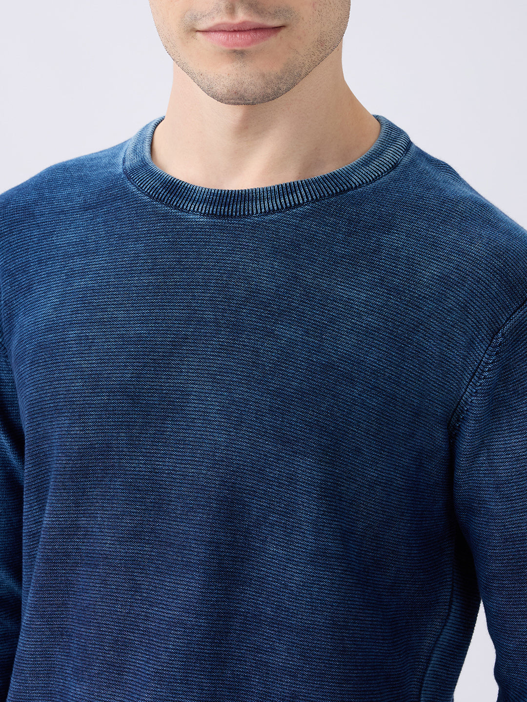 Spykar Solid Indigo Blue Regular Fit Sweaters For Men