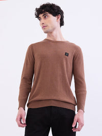 Men Sweater Brown Slim Fit