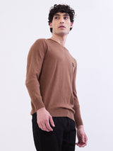Men Sweater Brown Slim Fit