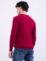Men Sweater Dark Red Slim Fit