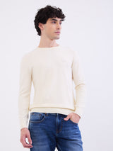 Men Sweater Off White Slim Fit