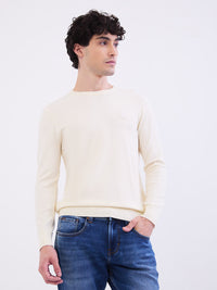 Men Sweater Off White Slim Fit