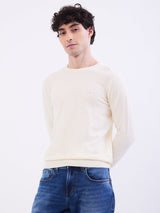Men Sweater Off White Slim Fit