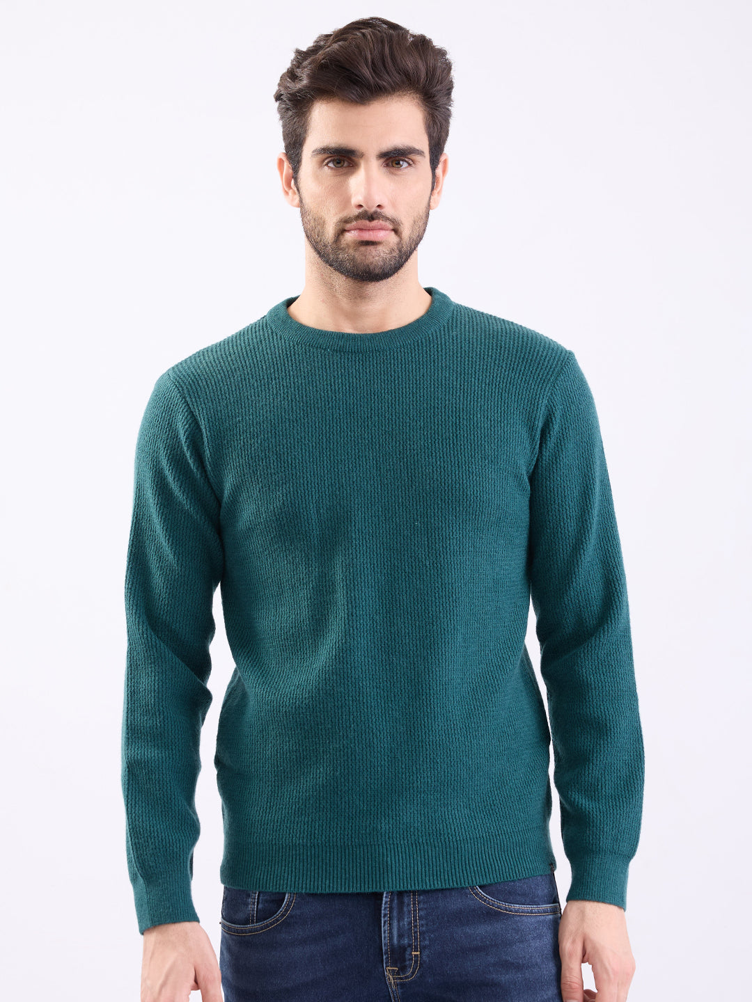 Men Sweater Green Slim Fit