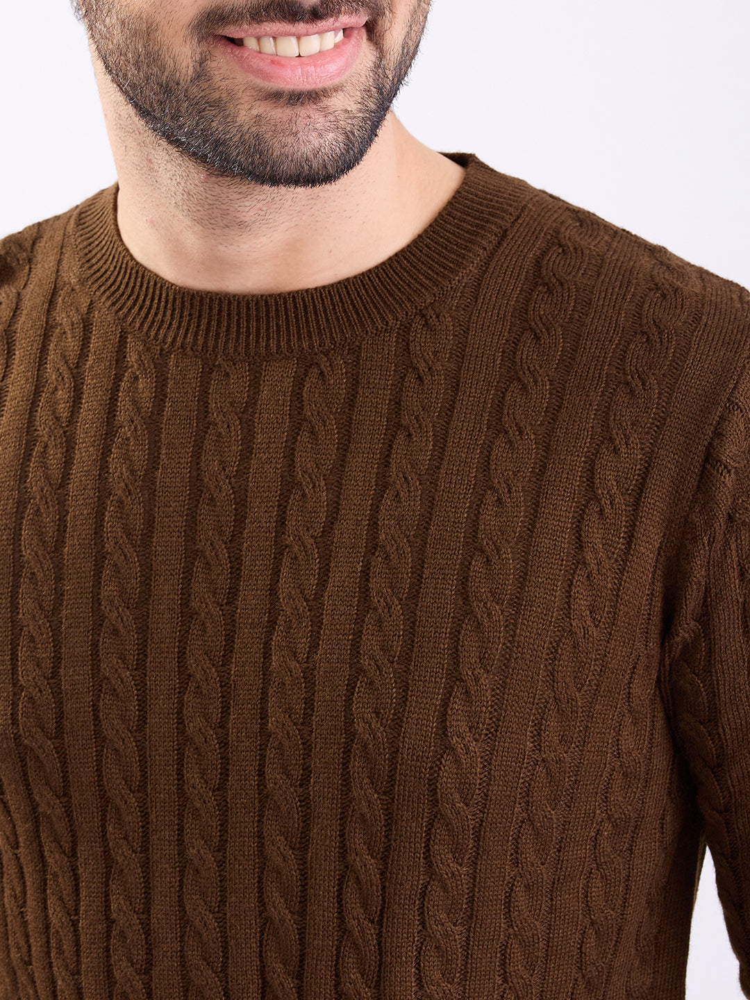 Spykar Bison Brown Slim Fit Casual Sweaters For Men