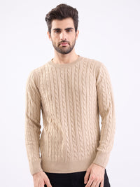 Men Sweater Beige Slim Fit