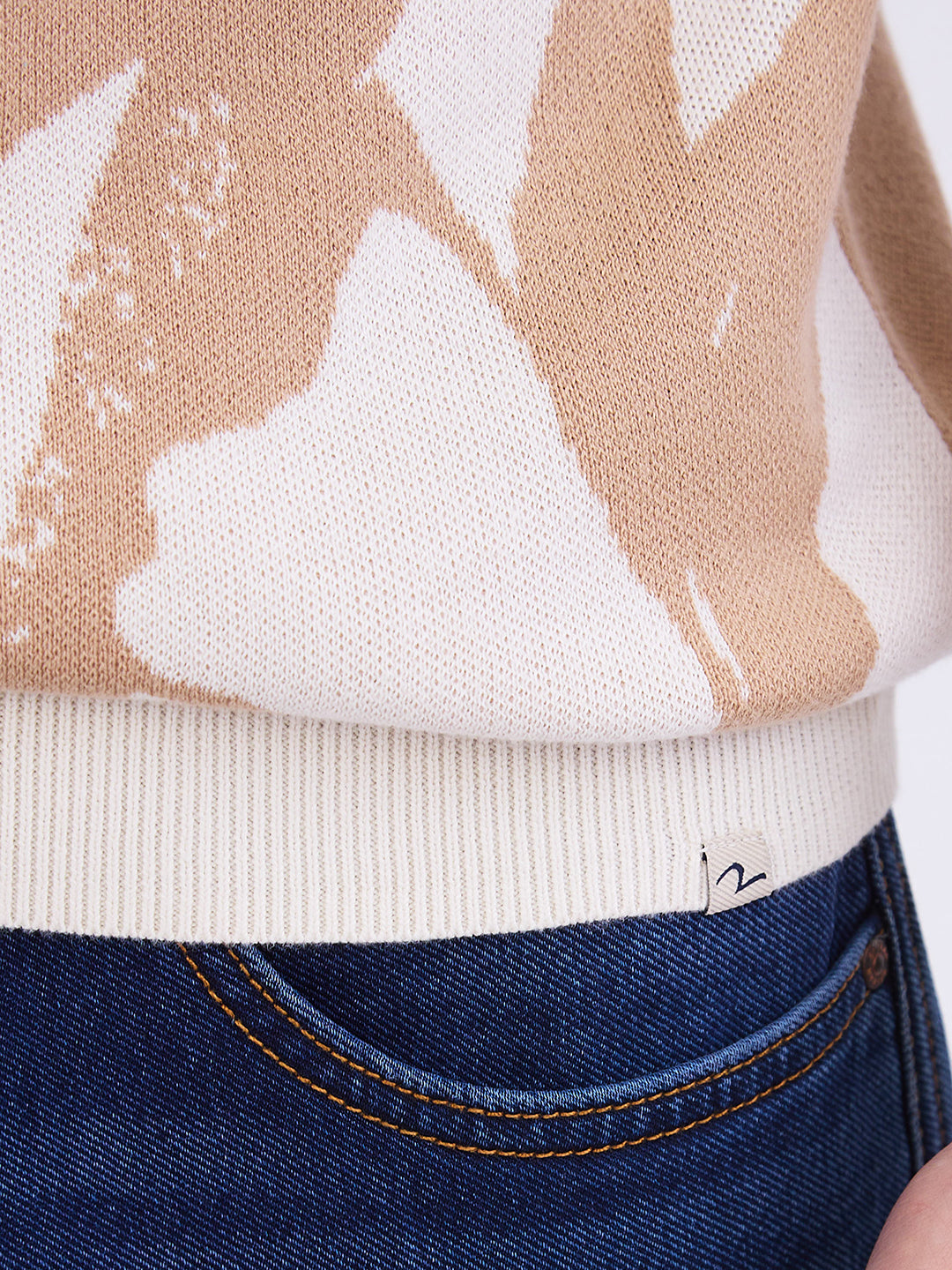 Spykar Taupe Beige Slim Fit Casual Sweaters For Men