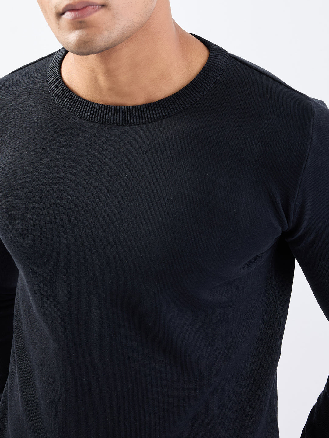 Spykar Black Slim Fit Casual Sweaters For Men