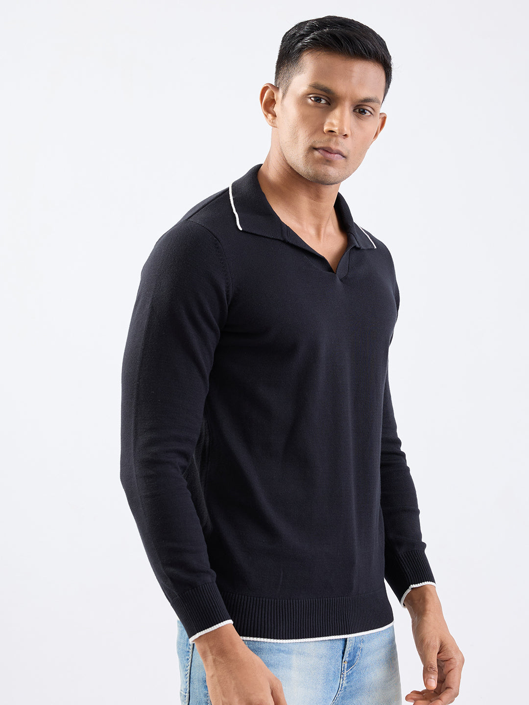 Spykar Black Slim Fit Casual Sweaters For Men