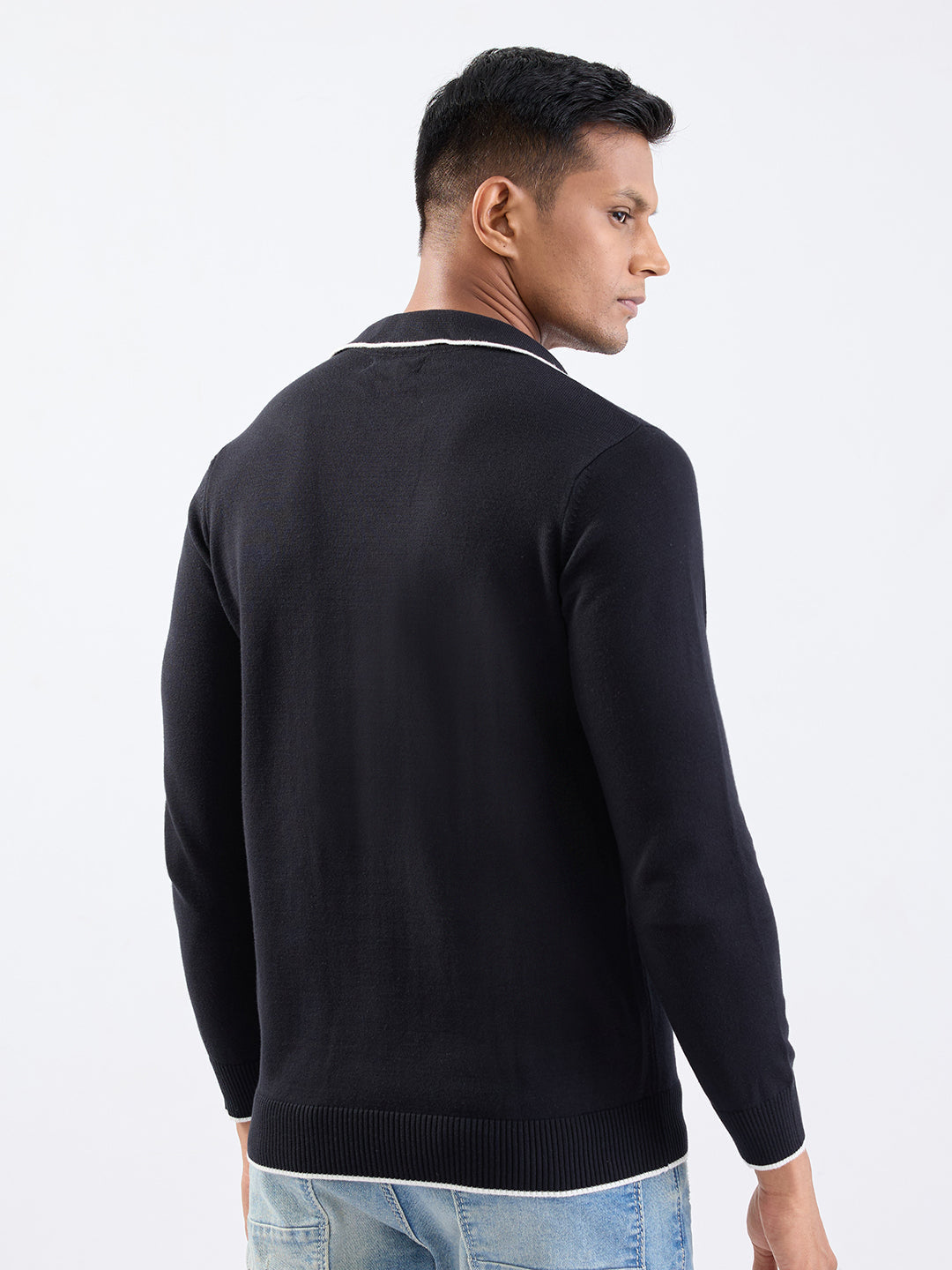 Spykar Black Slim Fit Casual Sweaters For Men