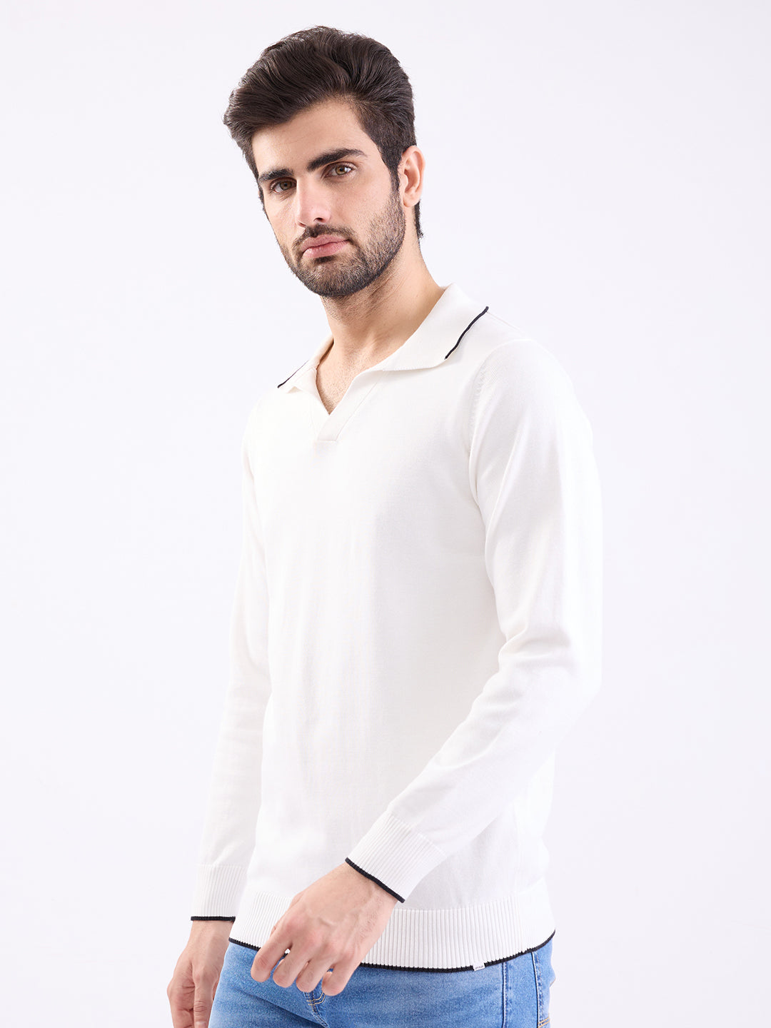 Spykar White Slim Fit Casual Sweaters For Men